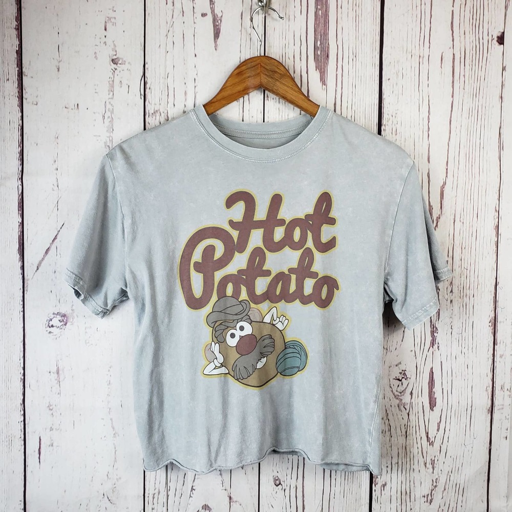 Mr. Potatoe Head Womens Cropped T Shirt Size Small Hot Potatoe Short Sleeve Gray